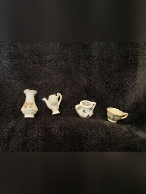 Assorted White Porcelain Miniature Decorative Vases and Pitchers - White